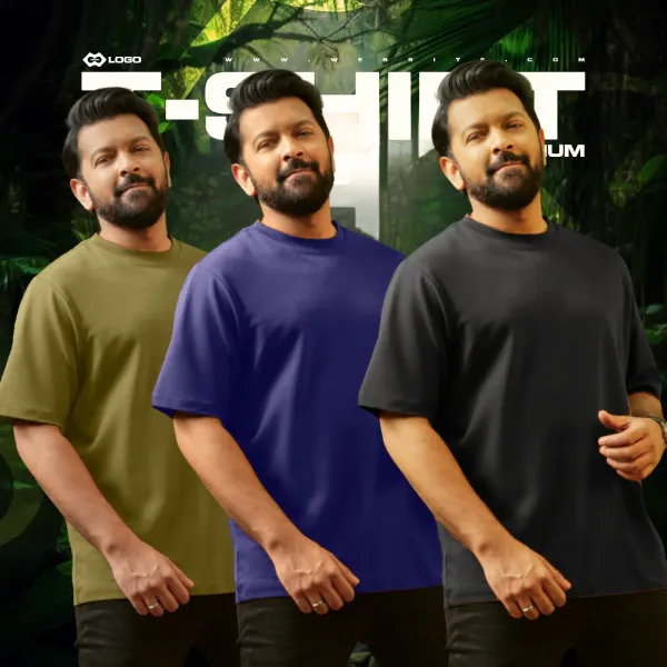 ৩ পিসে বিশেষ ছাড়! – Drop Shoulder T-Shirt (Olive & Navy blue & Black)