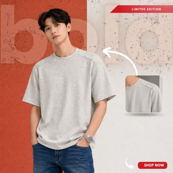 1 Piece Limited Edition Gray Drop Shoulder T-Shirt